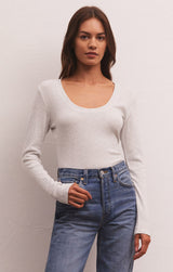 Sirena Rib Long Sleeve Shirt Light Heather Grey