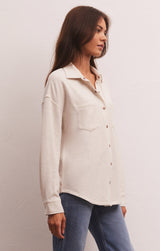 WFH Modal Shirt Jacket Light Oatmeal