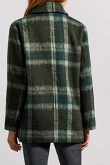Lined Double Breasted Plaid Jacket Green Tea