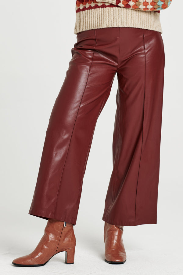 Sparkle Leather Wide Leg Pant Vino