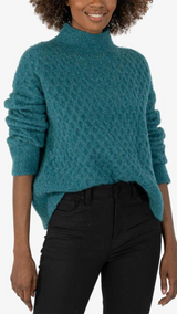 Adah Solid Mock Neck Sweater Teal