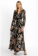 Floral Burnout Chiffon Maxi Dress Multi