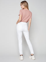Frayed Hem Denim Pant White
