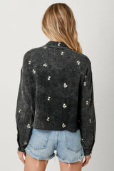 Double Gauze Embroidery Jacket Washed Black