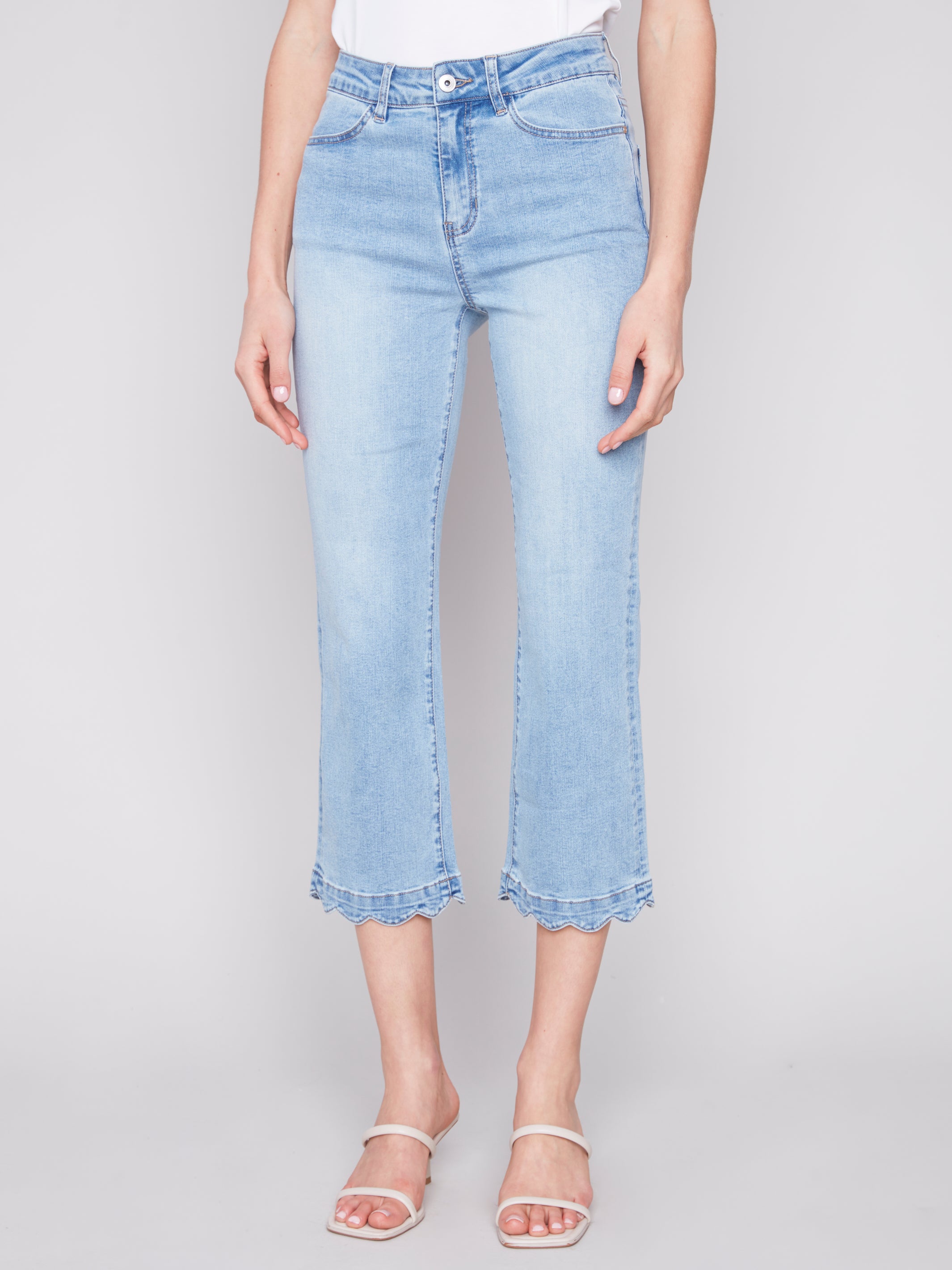 Scallop Hem Jeans Light Blue