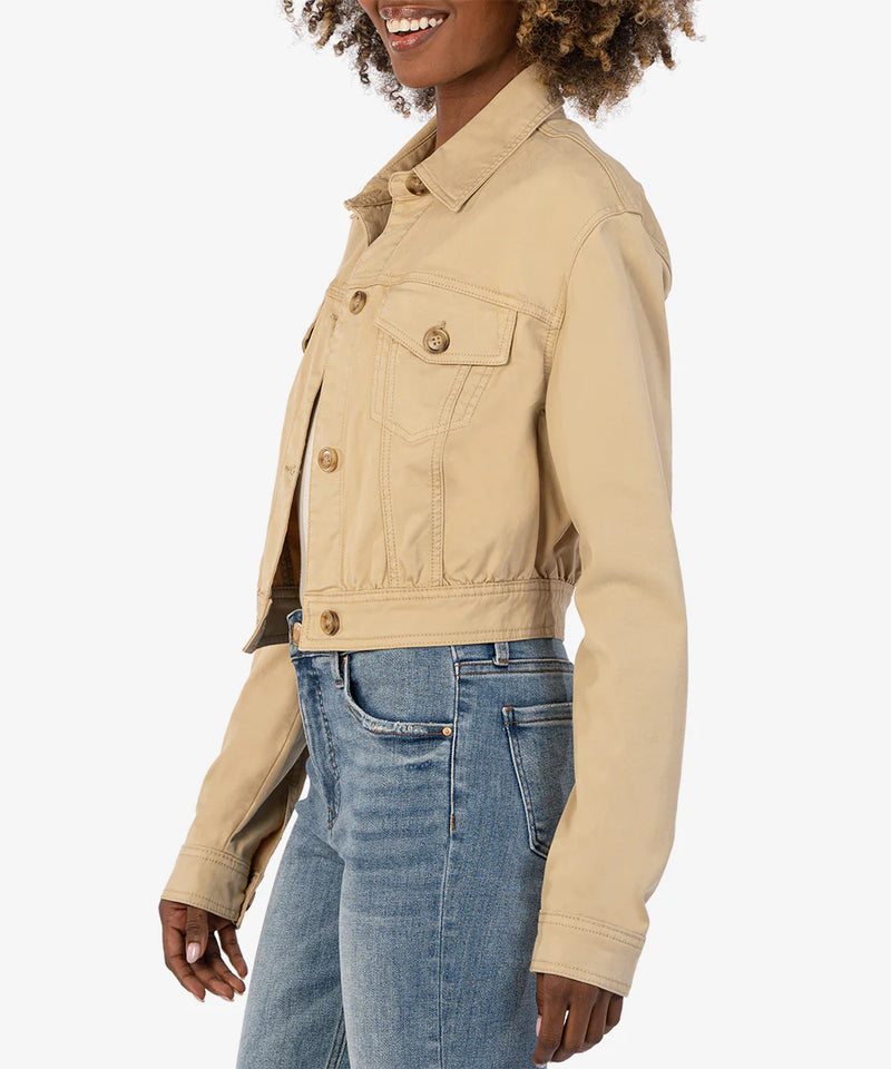 Rumi Cropped Trucker Jacket Khaki