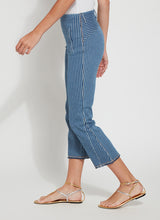 Shelli Crop Flare Denim Pant Midwash Double Pinstripe
