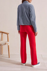Pinstripe 3 Button Front Contrast Stitch Jacket Jet Blue