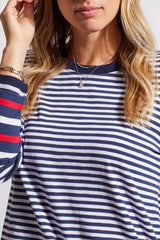 Long Sleeve Crew Neck Combo Top Jet Blue