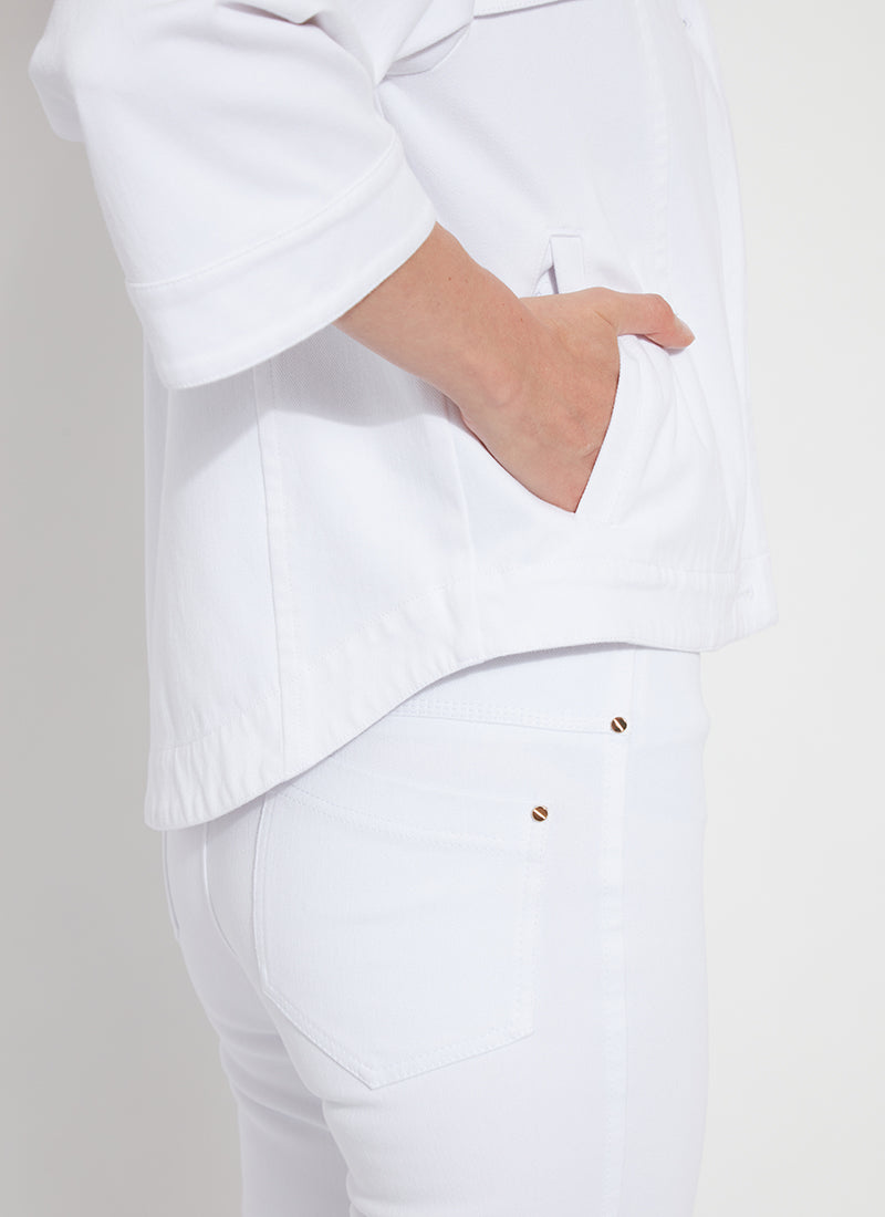 Remi 3/4 Sleeve Denim Jacket White