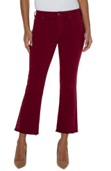 Hannah Fray Hem Straight Crop Flare Pants Red Velvet