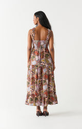 Ruffle Strap Tiered Maxi Dress Pasiley Medallion