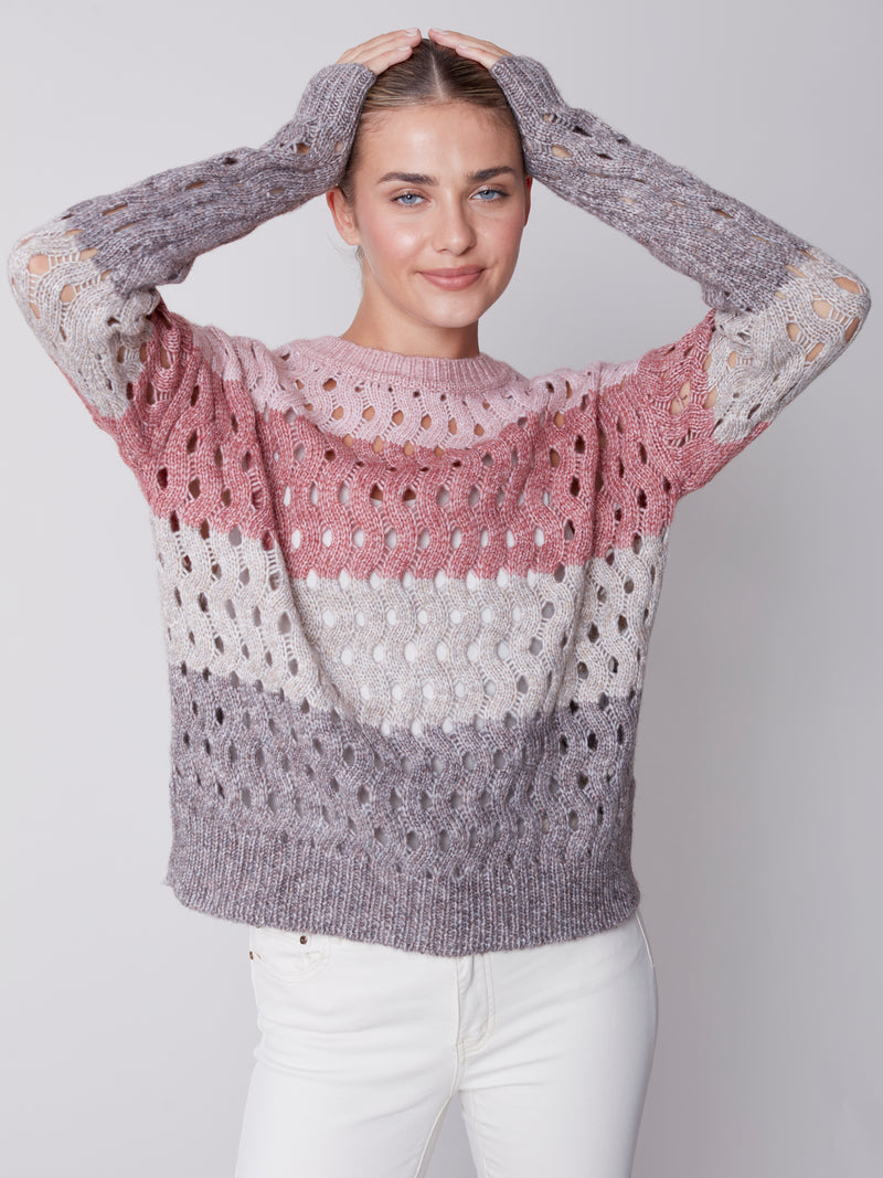Plushy Wavy Net Stitch Sweater Port