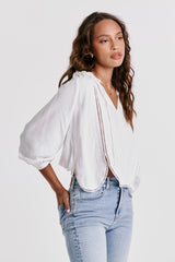Jayla Crochet Ladder Deep Scoop Hem Top White