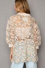 Eyelet Floral Lace Oversize Jacket Natural