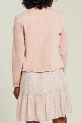 Unfinished Hem Button Down Jacket Clay
