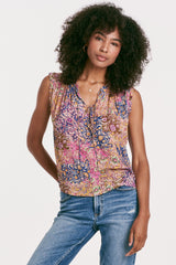 Cozumel Tie Front Ruffle Tank Carmel Meadow