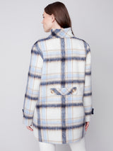 Plaid Brushed Wool Funnel Collar Coat Snowflake