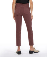 Reese High Rise Raw Hem Ankle Straight Pant Bordeaux