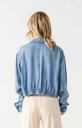Drawstring Utility Jacket Chambray Wash