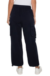 Cinch Hem Pull On Parachute Cargo Pants Lunar Blue