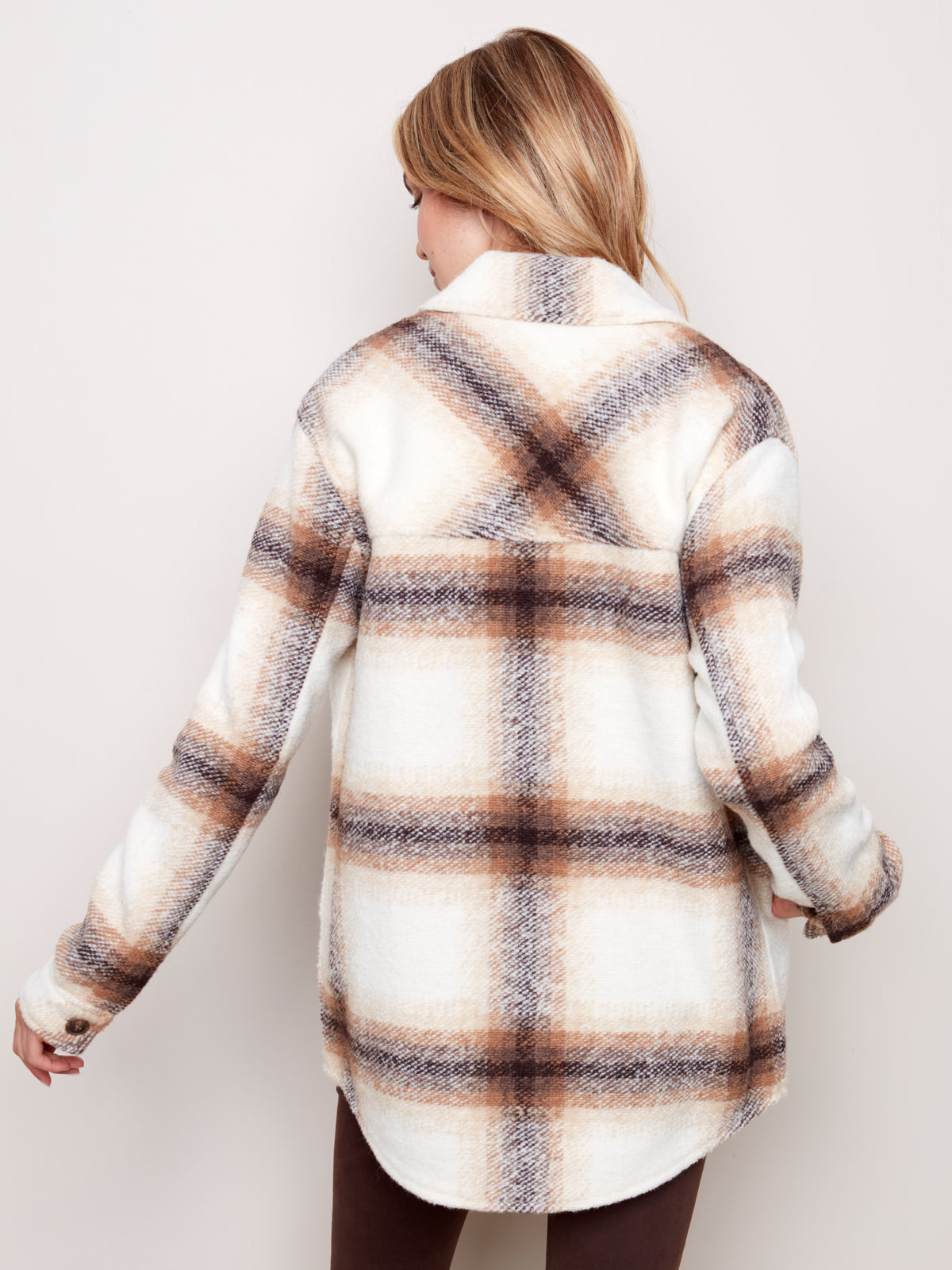 Boiled Wool Plaid Shirt Jacket Croissant