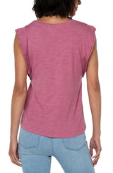 Double Layer Flutter Slub Knit Top Wild Rose