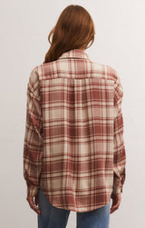 River Plaid Button Up Shirt Tiger Eye