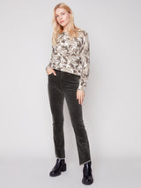 Asymmetric Hem Stretch Corduroy Flare Spruce
