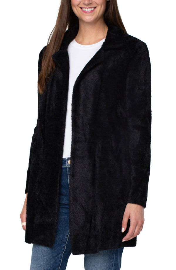 Open Front Cardigan Sweater Coat Black