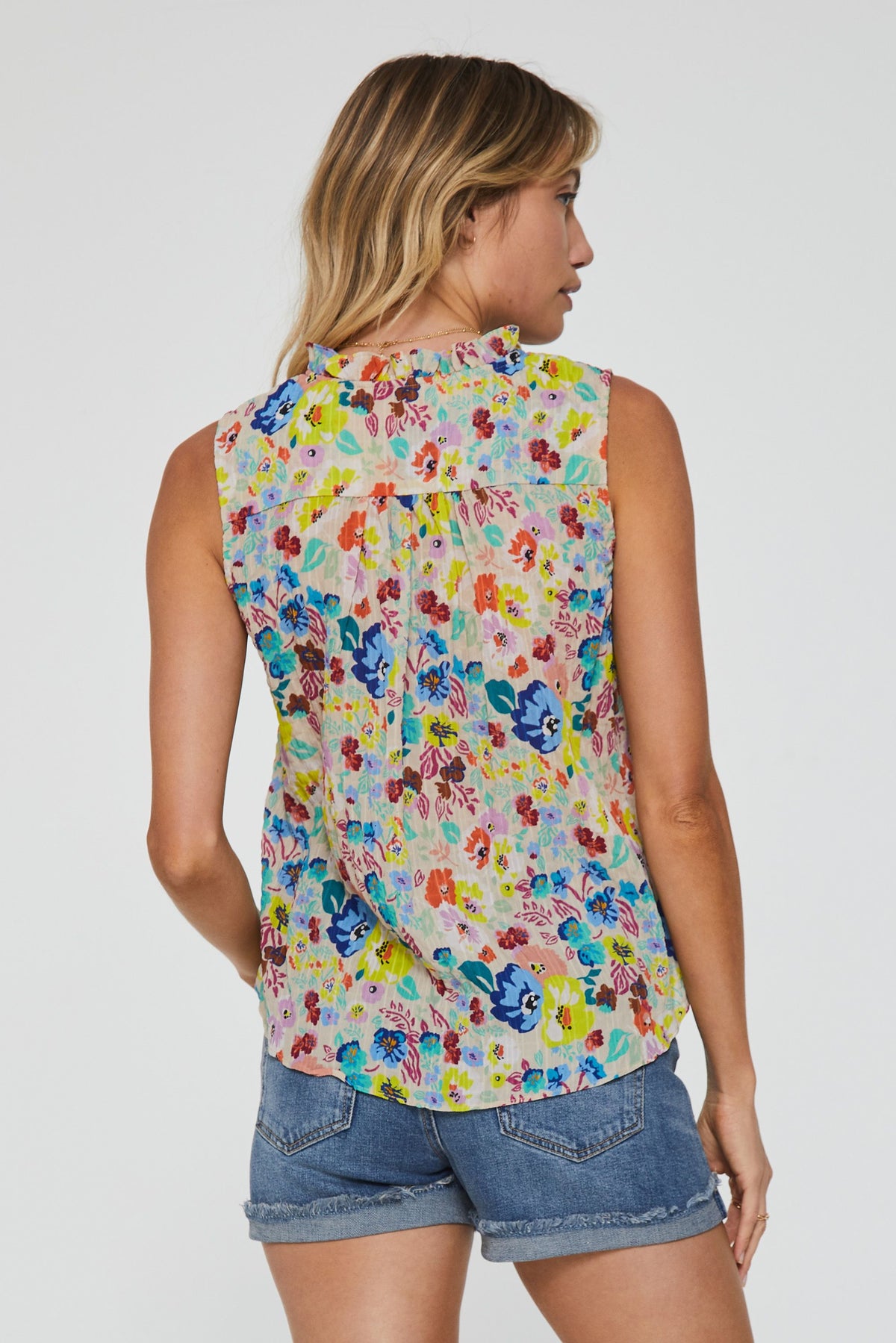 Fia Ruffle Edge Blouse Tank Jardin Fleur