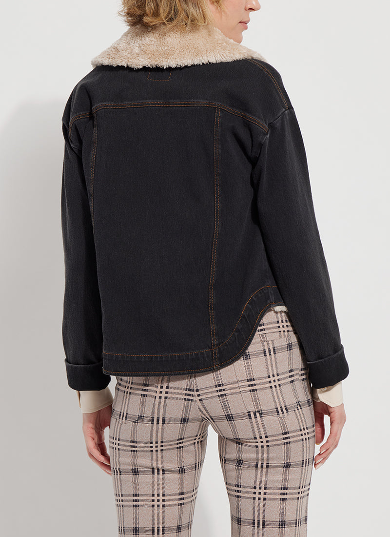 Andi Sherpa Trim Denim Jacket Midtown Black