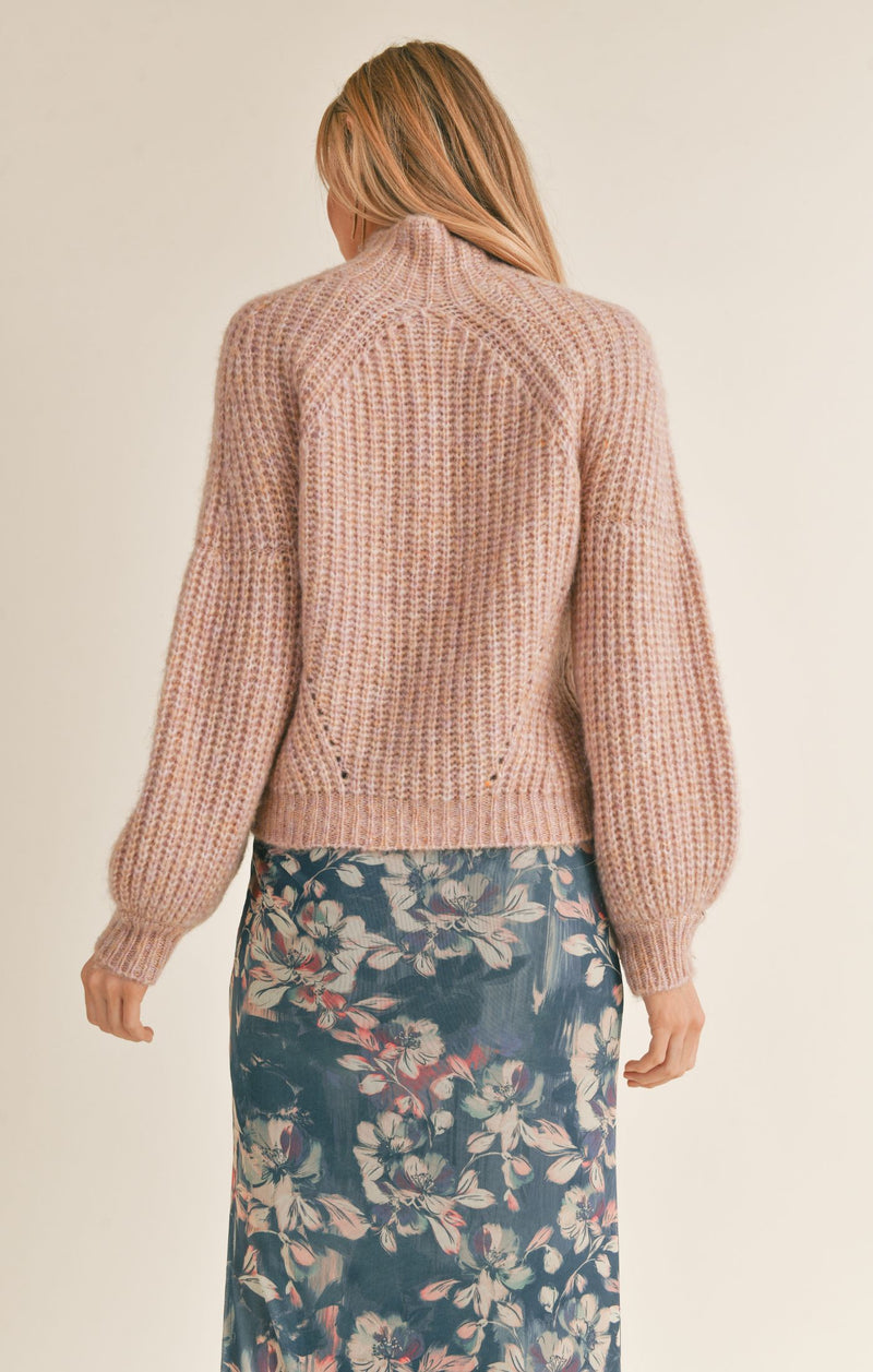 Malory Mock Neck Sweater Pink Multi