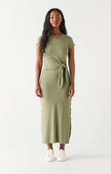 Knotted Midi TShirt Dress Dusty Mint