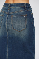 Front Slit Denim Midi Skirt Rafferty