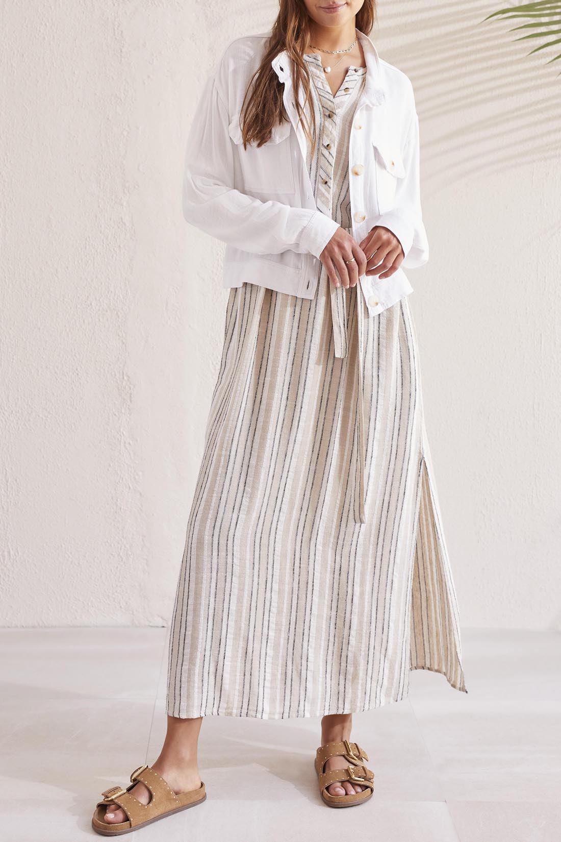 Cropped Chest Pocket Jacket White