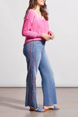 Brooke Side Emb. Hugging Jeans Blue Lotus