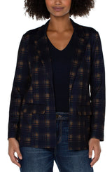 Princess Dart Boyfriend Blazer Navy + Amber Tartan Plaid