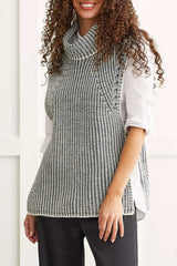 Cowl Neck Open Side Sweater Tank Black