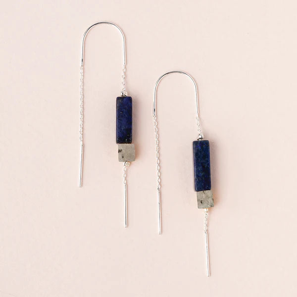 Rectangle Stone Earring Lapis + Silver