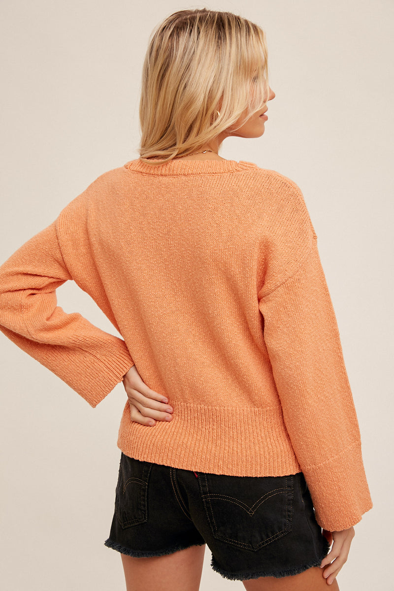Wide Ribbed Cuff Textured Knit Oversize Sweater