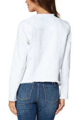 Fray Hem Classic Jean Jacket Bright White