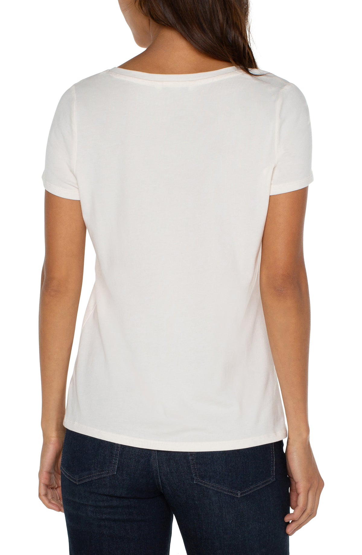 Slim Fit Vneck Slub Tee French Cream