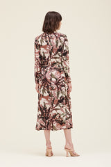 Mod Foliage Tie Waist Dress Rosewood