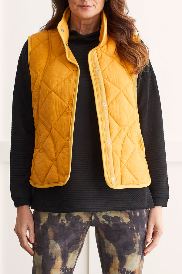 Puffer Quilted Crinkle Buttoned Vest