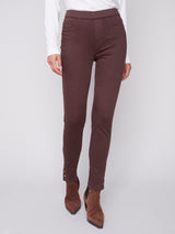 Pull On Twill Snap Hem Pant Chocolate