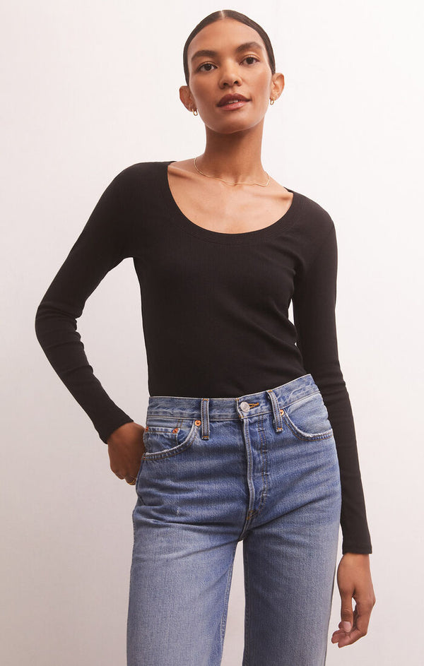 Sirena Rib Long Sleeve Shirt Black