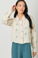 Double Gauze Embroidery Jacket Almond