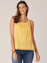 Ruched Emb. Scallop Edge Tank Golden