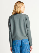 Ribbed Mock Neck Knit Top Slate